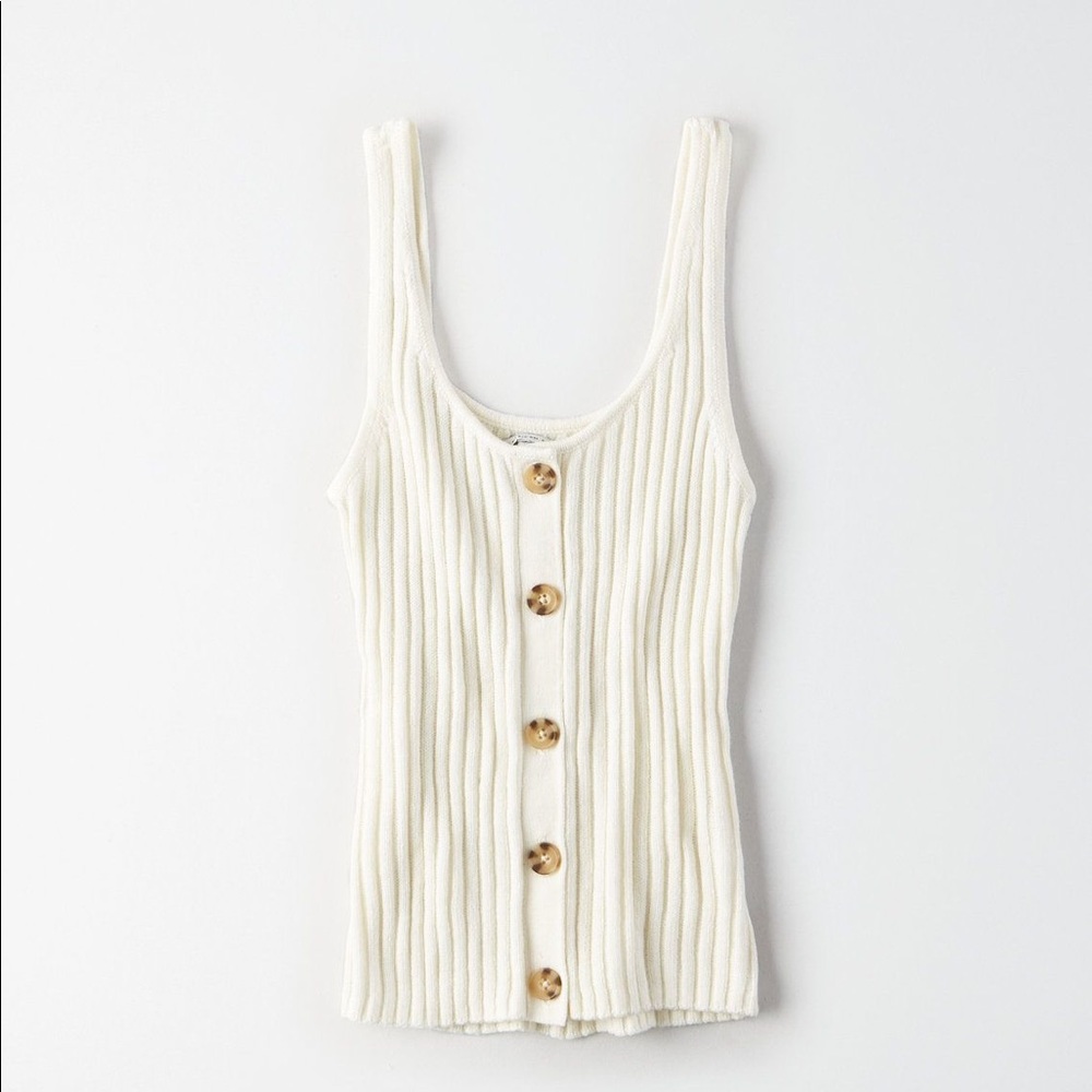 AE Ribbed Button Sweater Tank